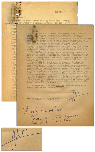 Hunter S. Thompson Letter Twice-Signed HST From San Juan in 1960 -- ...This is not a Tahiti ethos, but Cincinnati with a Caribbean twist...